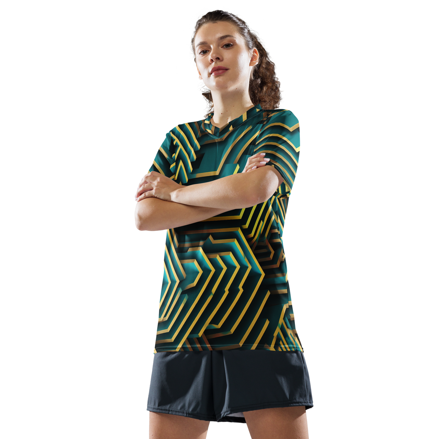 3D Maze Illusion | 3D Patterns | All-Over Print Recycled Unisex Sports Jersey - #5