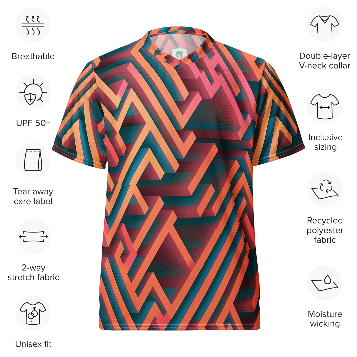 3D Maze Illusion | 3D Patterns | All-Over Print Recycled Unisex Sports Jersey - #1