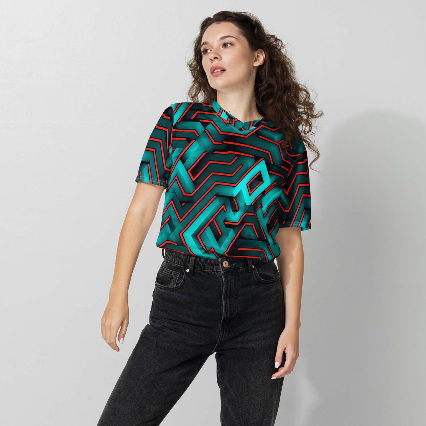 3D Maze Illusion | 3D Patterns | All-Over Print Recycled Unisex Sports Jersey - #2