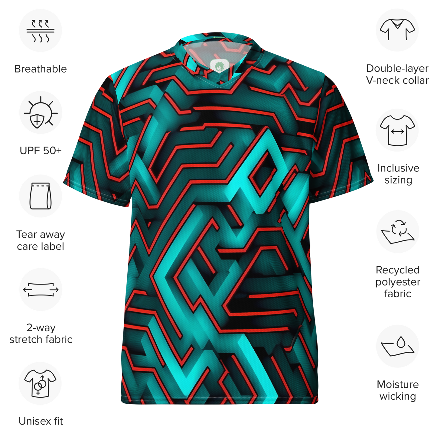 3D Maze Illusion | 3D Patterns | All-Over Print Recycled Unisex Sports Jersey - #2