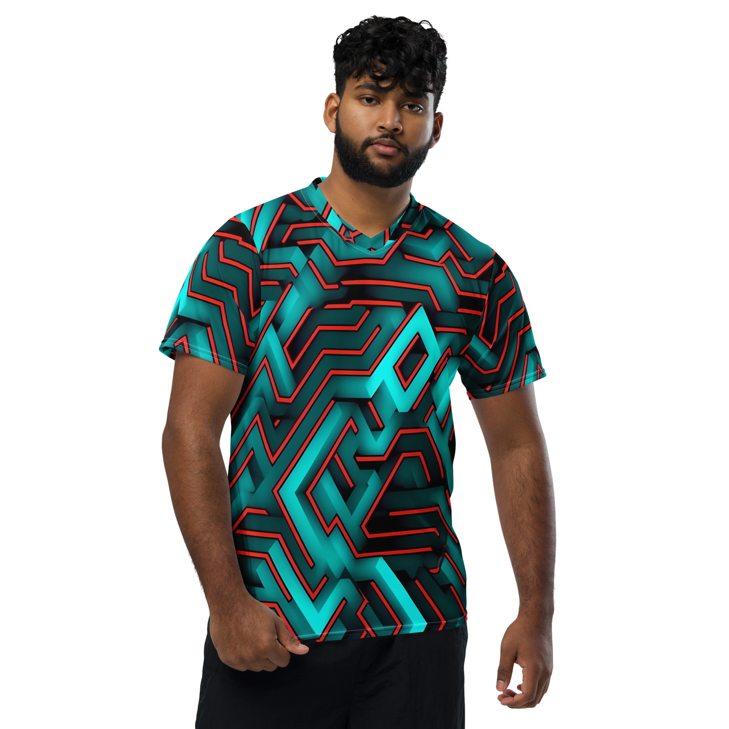 3D Maze Illusion | 3D Patterns | All-Over Print Recycled Unisex Sports Jersey - #2