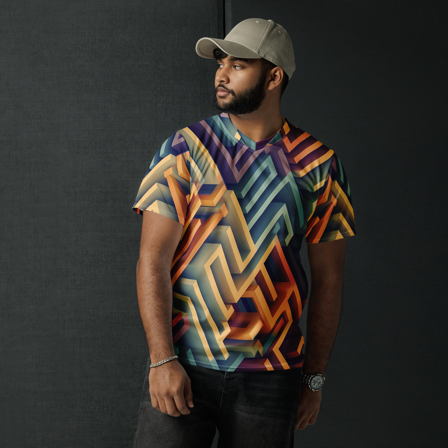 3D Maze Illusion | 3D Patterns | All-Over Print Recycled Unisex Sports Jersey - #3