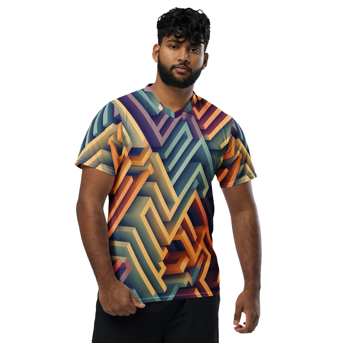 3D Maze Illusion | 3D Patterns | All-Over Print Recycled Unisex Sports Jersey - #3