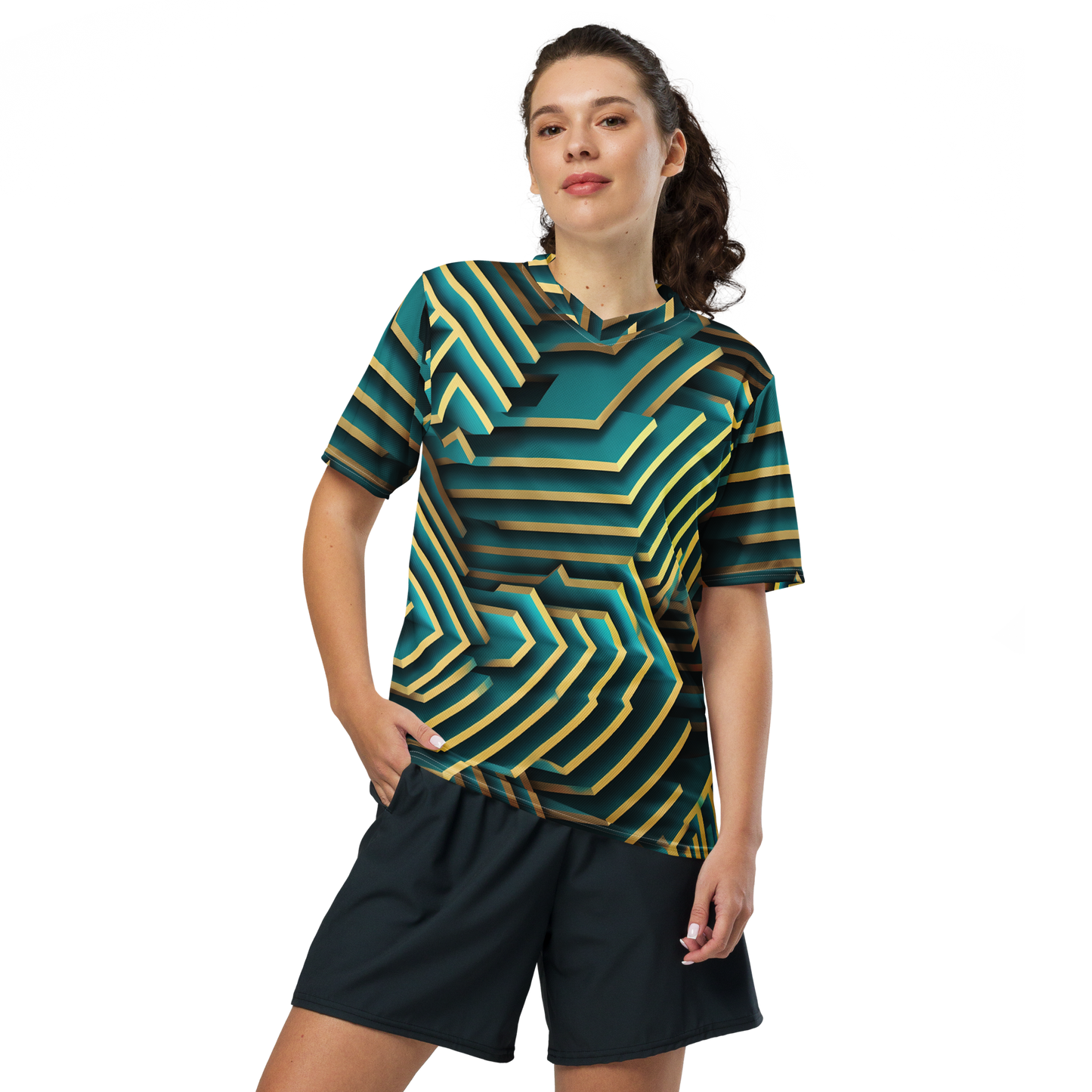 3D Maze Illusion | 3D Patterns | All-Over Print Recycled Unisex Sports Jersey - #5