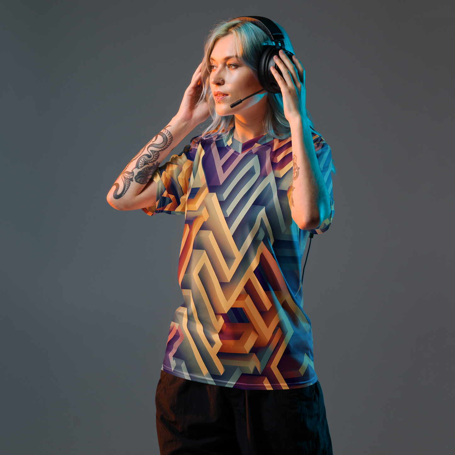 3D Maze Illusion | 3D Patterns | All-Over Print Recycled Unisex Sports Jersey - #3