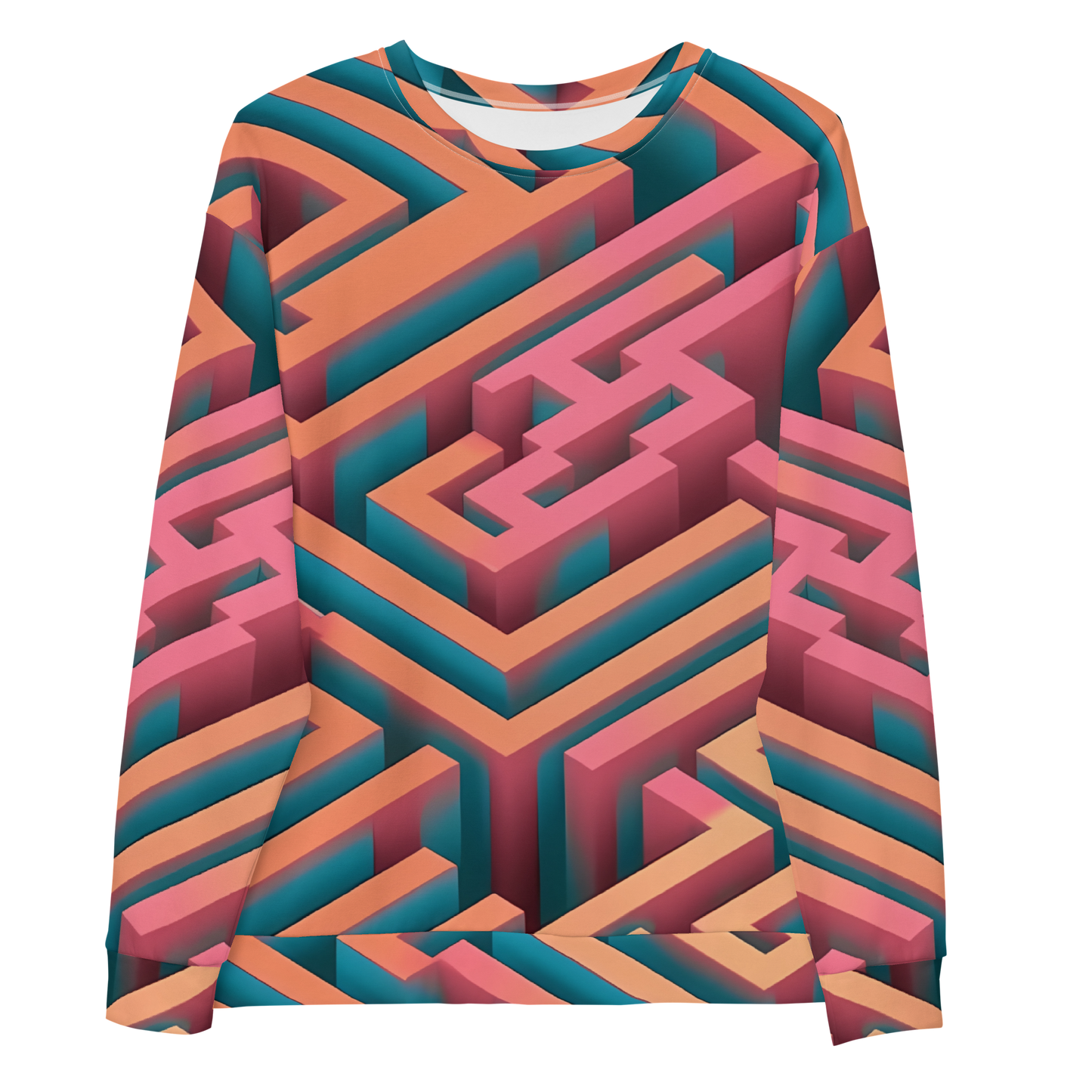 3D Maze Illusion | 3D Patterns | All-Over Print Unisex Sweatshirt - #1