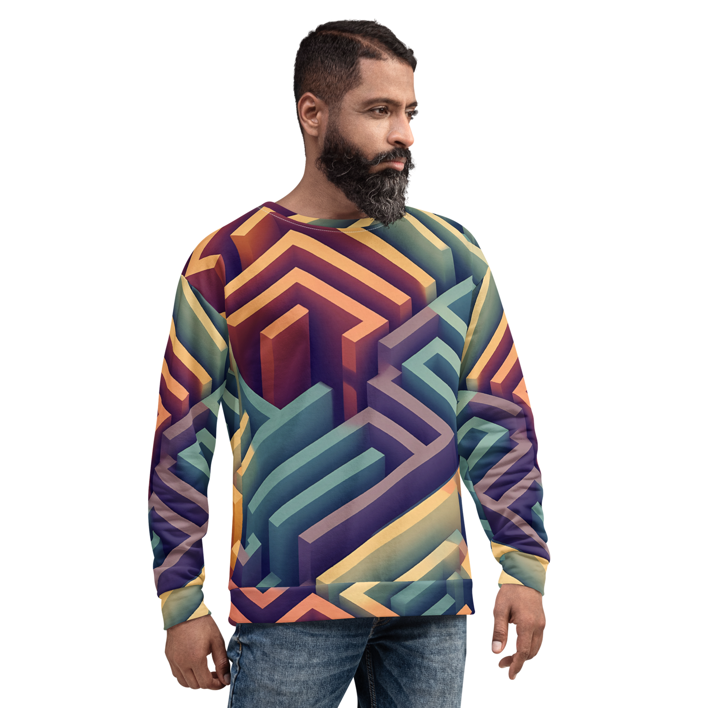 3D Maze Illusion | 3D Patterns | All-Over Print Unisex Sweatshirt - #3