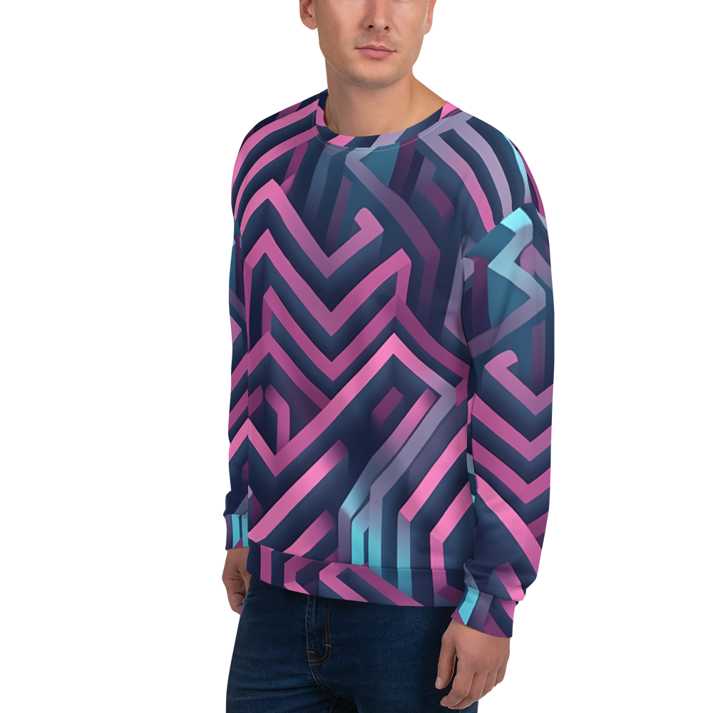 3D Maze Illusion | 3D Patterns | All-Over Print Unisex Sweatshirt - #4