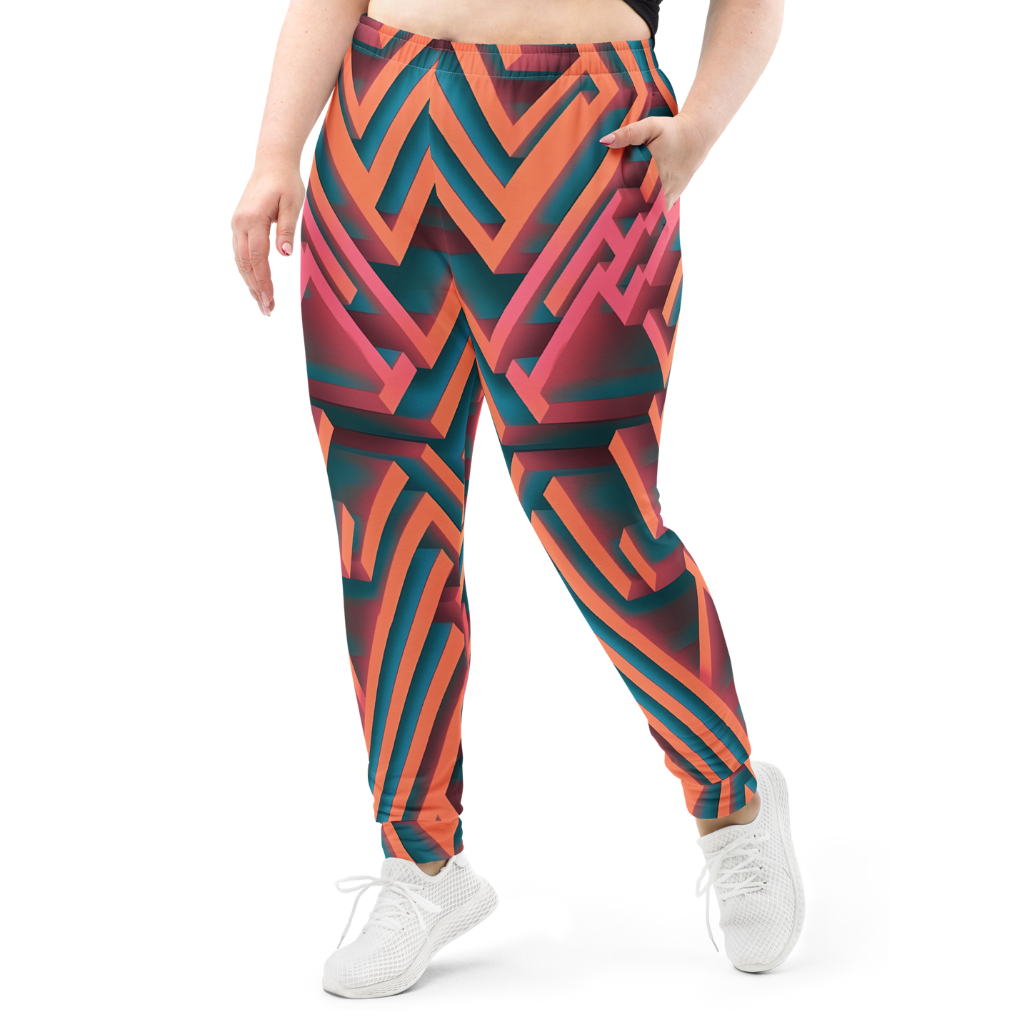 3D Maze Illusion | 3D Patterns | All-Over Print Women's Joggers - #1