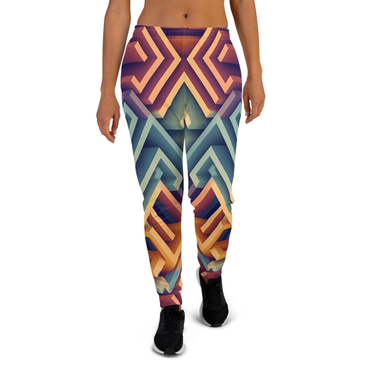 3D Maze Illusion | 3D Patterns | All-Over Print Women's Joggers - #3