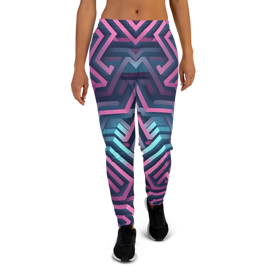 3D Maze Illusion | 3D Patterns | All-Over Print Women's Joggers - #4