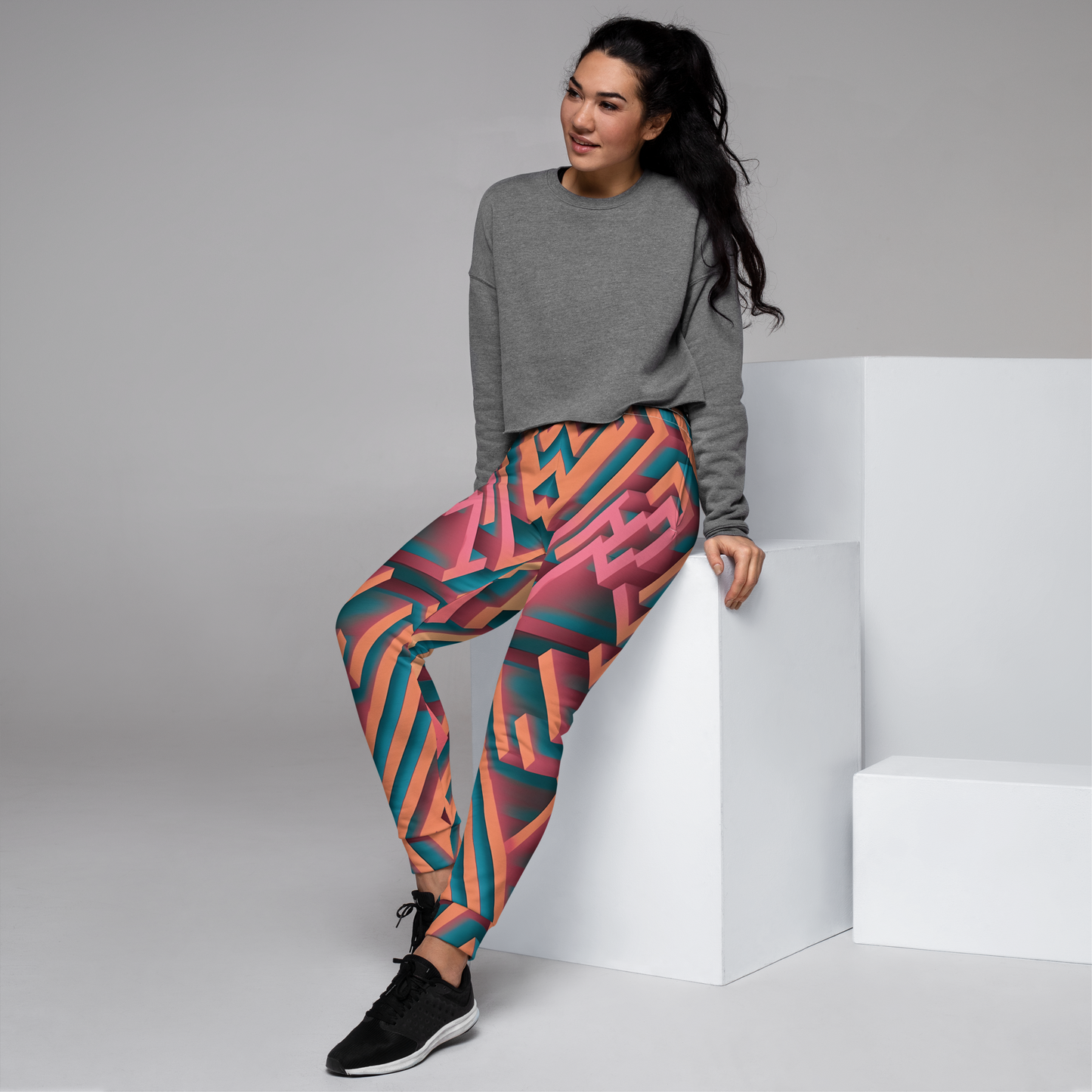 3D Maze Illusion | 3D Patterns | All-Over Print Women's Joggers - #1