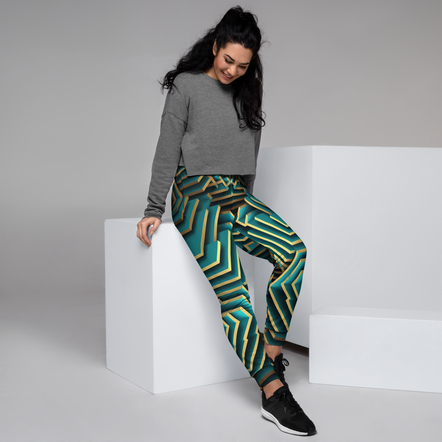 3D Maze Illusion | 3D Patterns | All-Over Print Women's Joggers - #5