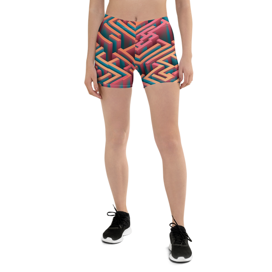 3D Maze Illusion | 3D Patterns | All-Over Print Shorts - #1