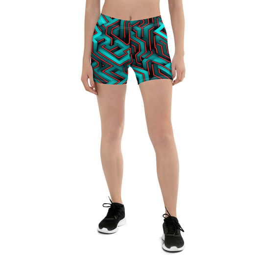3D Maze Illusion | 3D Patterns | All-Over Print Shorts - #2
