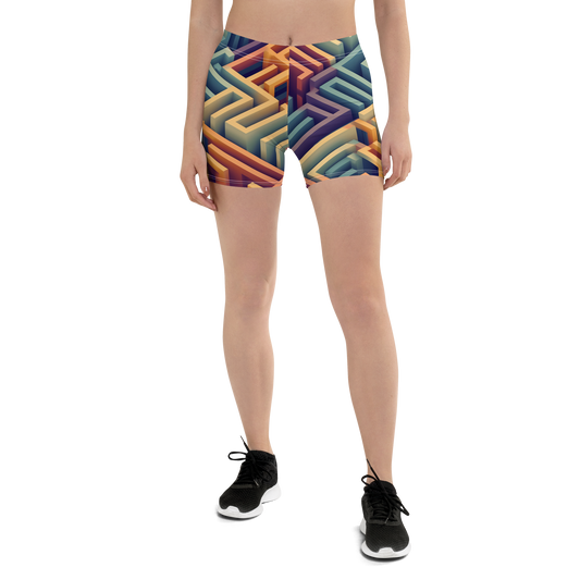 3D Maze Illusion | 3D Patterns | All-Over Print Shorts - #3