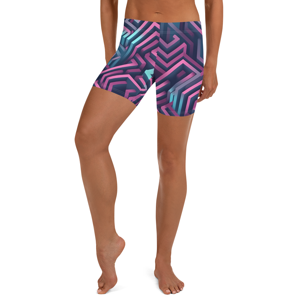 3D Maze Illusion | 3D Patterns | All-Over Print Shorts - #4