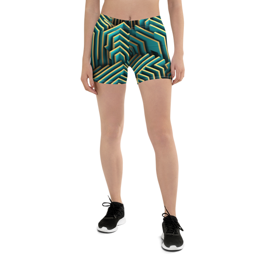 3D Maze Illusion | 3D Patterns | All-Over Print Shorts - #5