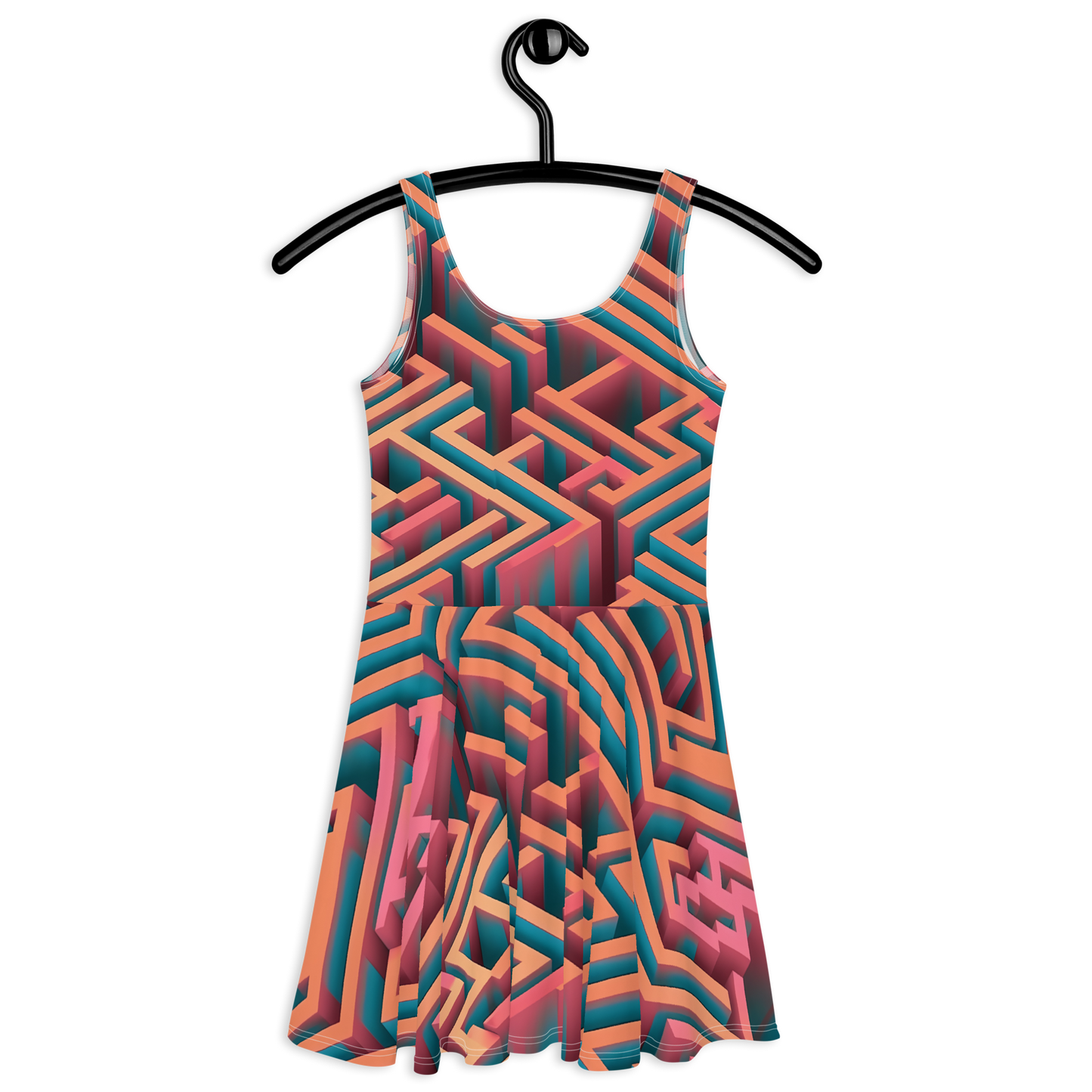 3D Maze Illusion | 3D Patterns | All-Over Print Skater Dress - #1