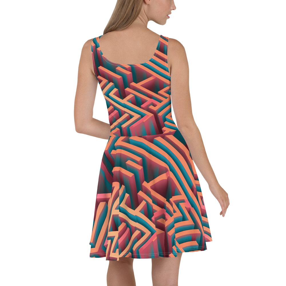 3D Maze Illusion | 3D Patterns | All-Over Print Skater Dress - #1