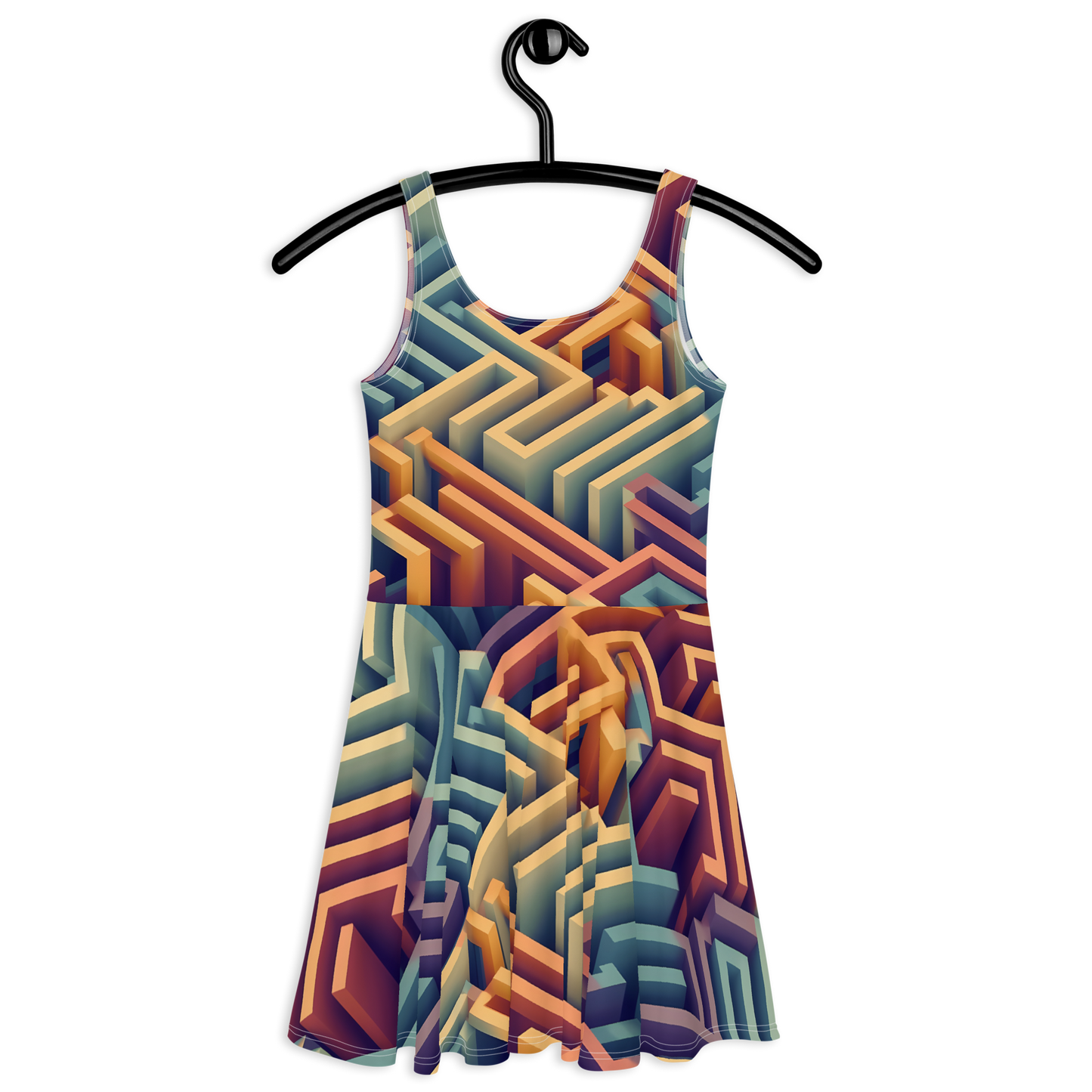 3D Maze Illusion | 3D Patterns | All-Over Print Skater Dress - #3