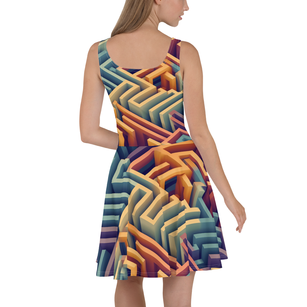 3D Maze Illusion | 3D Patterns | All-Over Print Skater Dress - #3