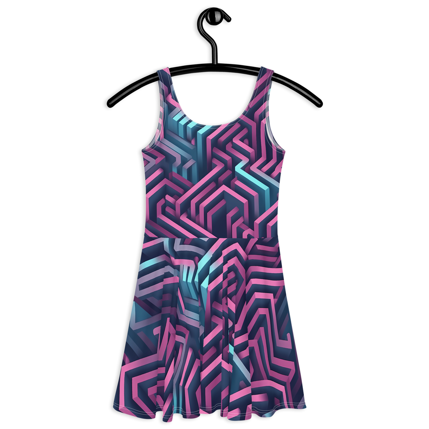 3D Maze Illusion | 3D Patterns | All-Over Print Skater Dress - #4