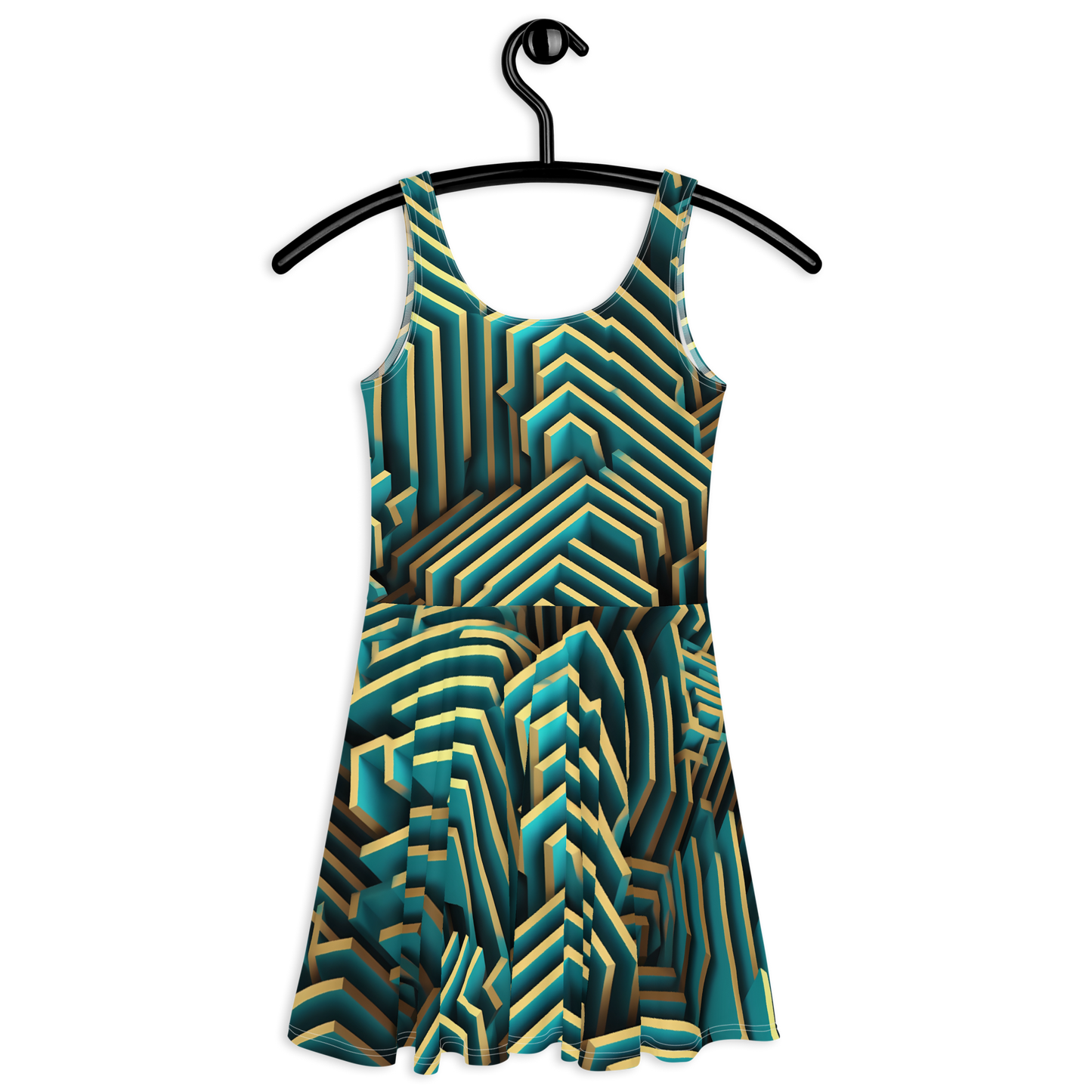 3D Maze Illusion | 3D Patterns | All-Over Print Skater Dress - #5