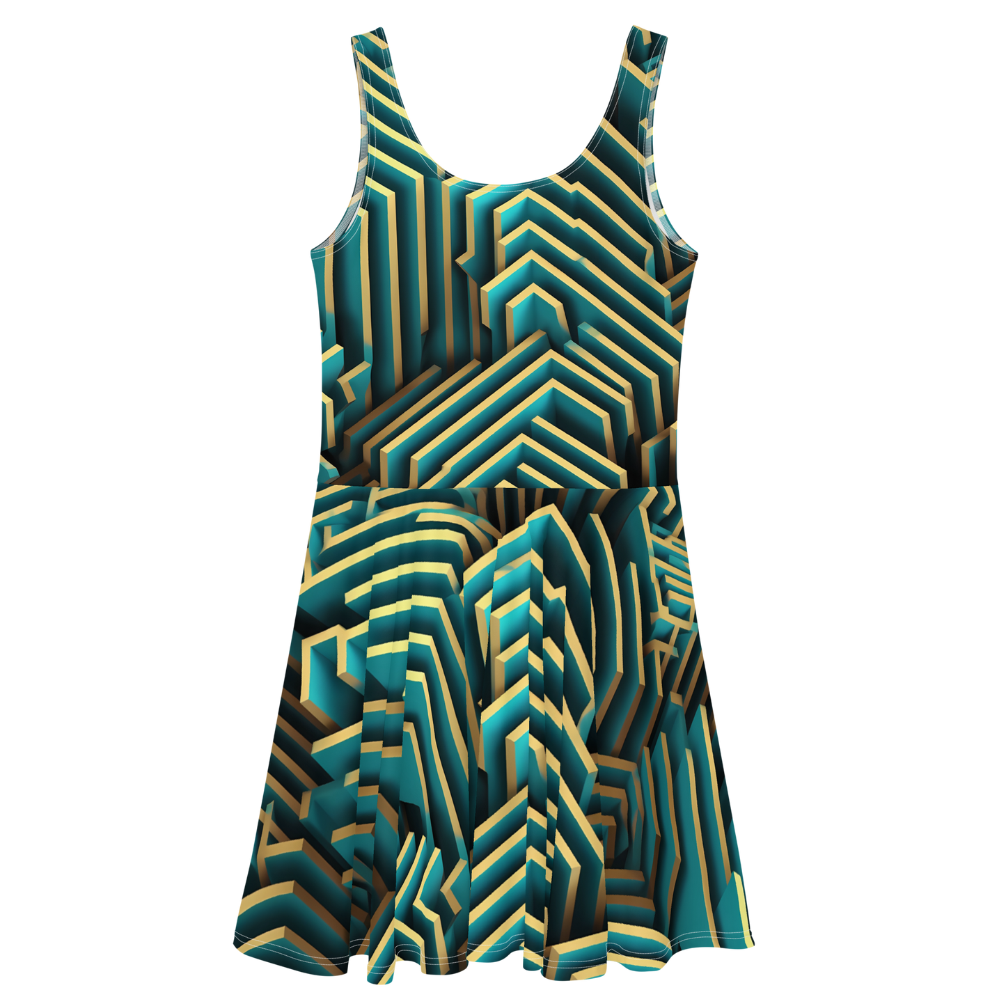 3D Maze Illusion | 3D Patterns | All-Over Print Skater Dress - #5