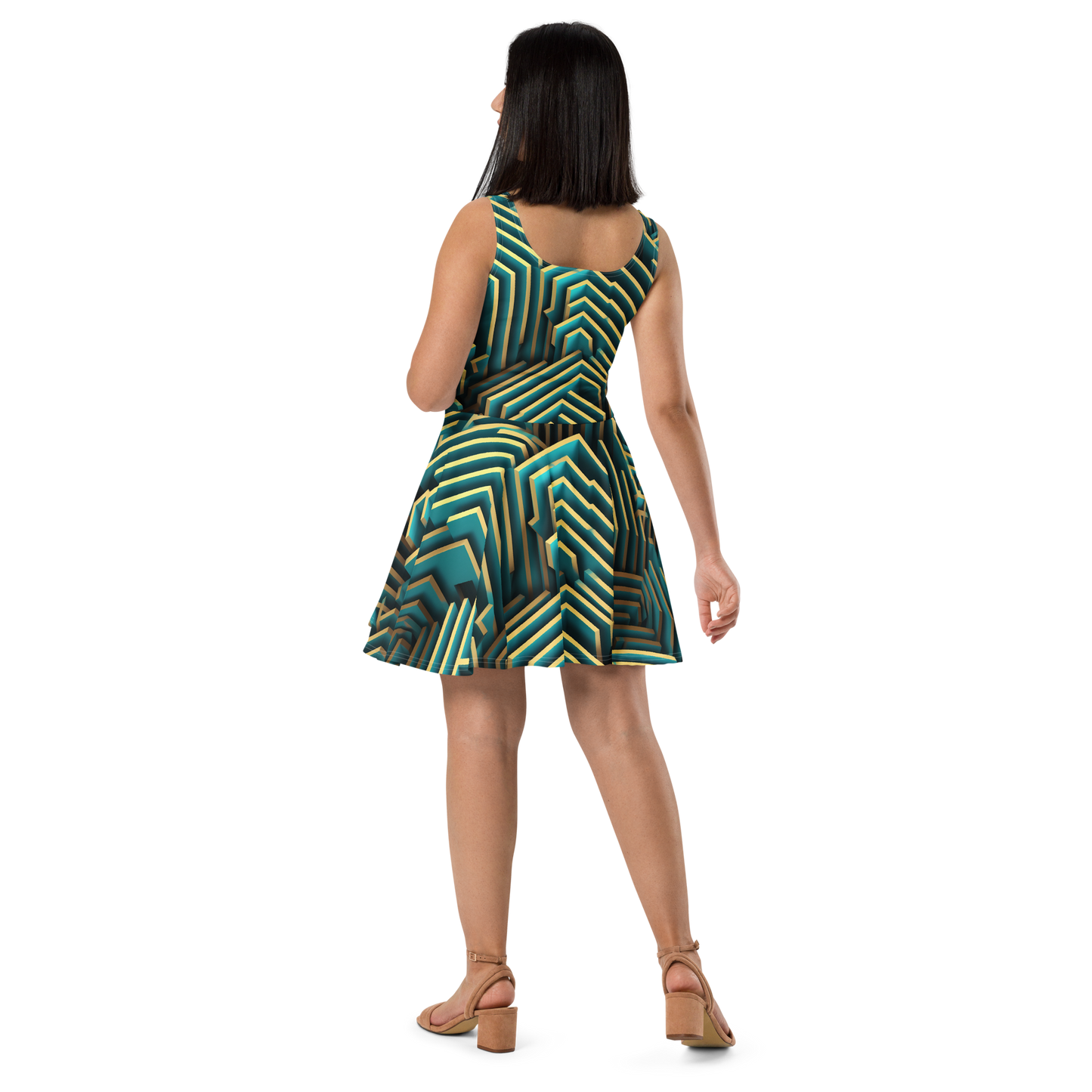 3D Maze Illusion | 3D Patterns | All-Over Print Skater Dress - #5