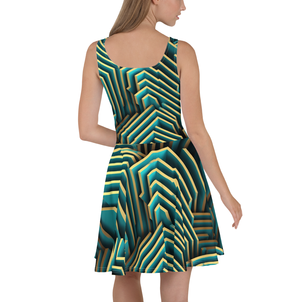 3D Maze Illusion | 3D Patterns | All-Over Print Skater Dress - #5