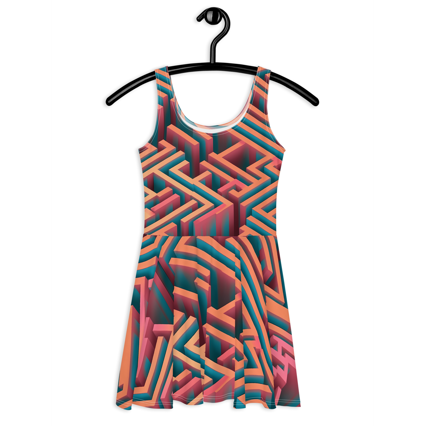 3D Maze Illusion | 3D Patterns | All-Over Print Skater Dress - #1