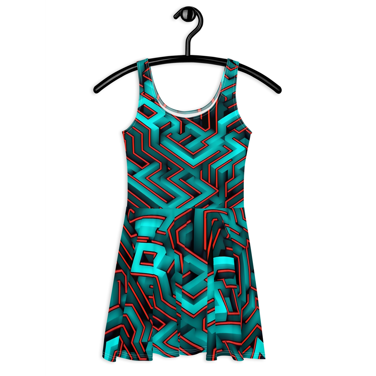 3D Maze Illusion | 3D Patterns | All-Over Print Skater Dress - #2