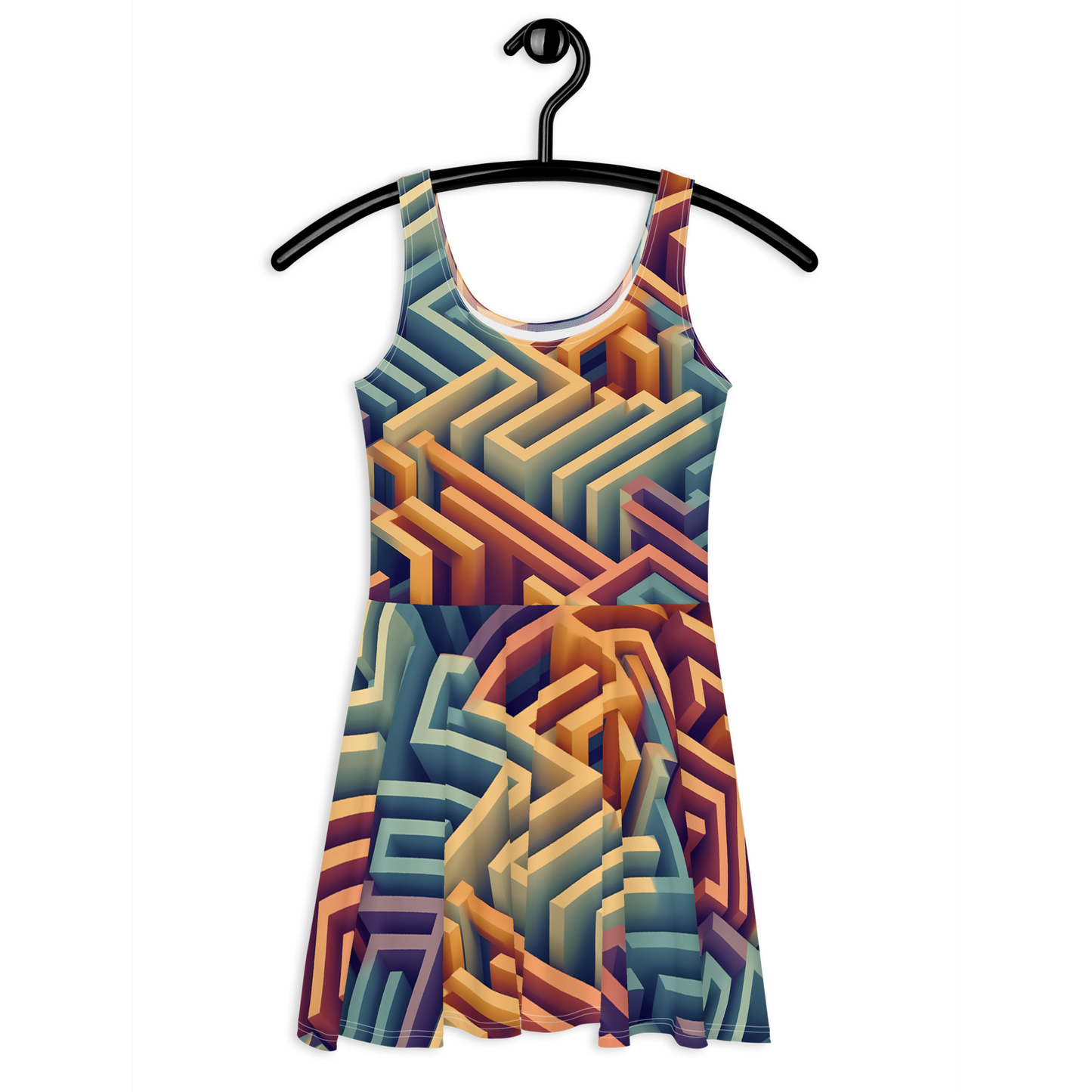 3D Maze Illusion | 3D Patterns | All-Over Print Skater Dress - #3