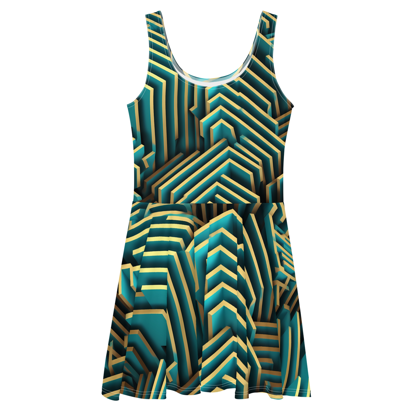 3D Maze Illusion | 3D Patterns | All-Over Print Skater Dress - #5