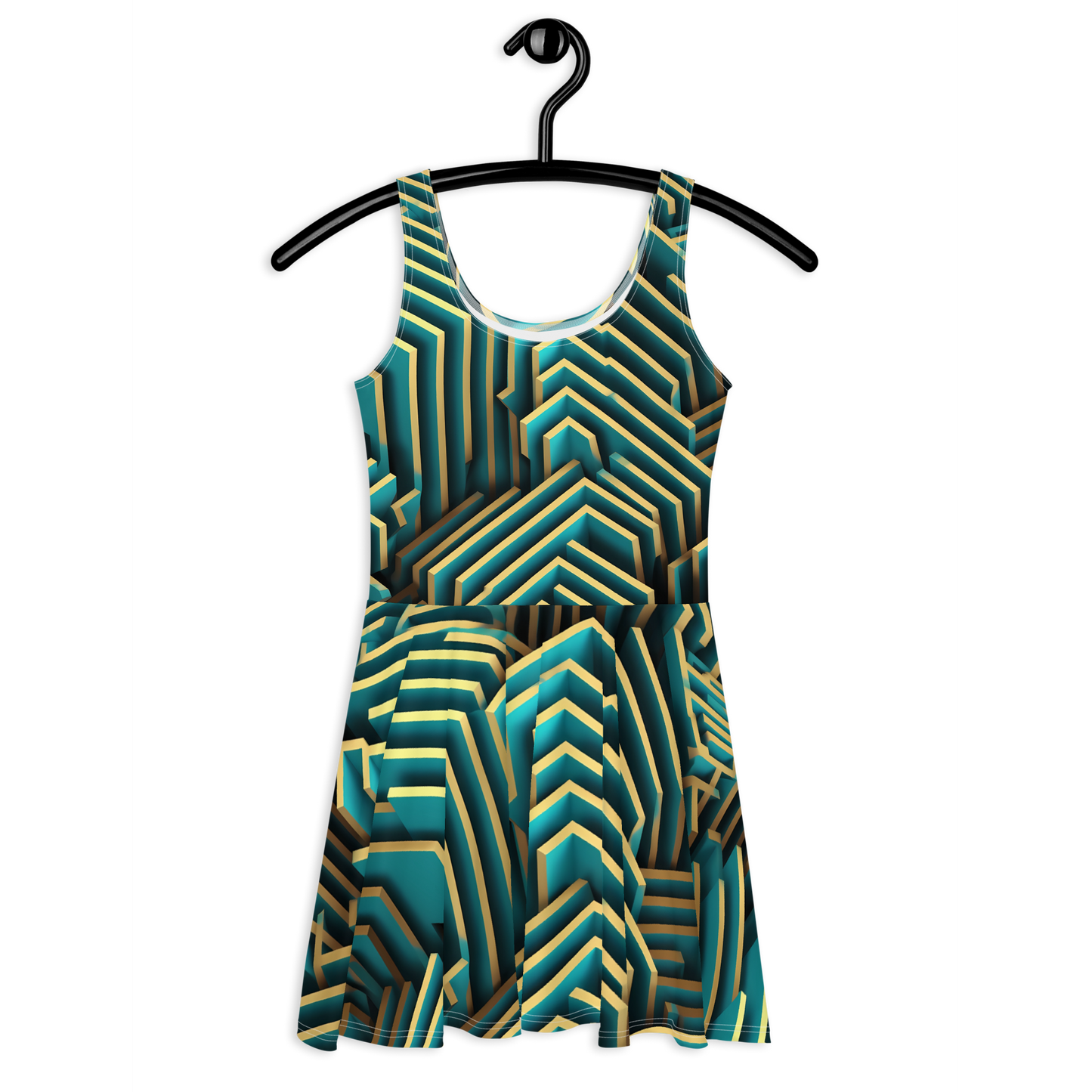 3D Maze Illusion | 3D Patterns | All-Over Print Skater Dress - #5