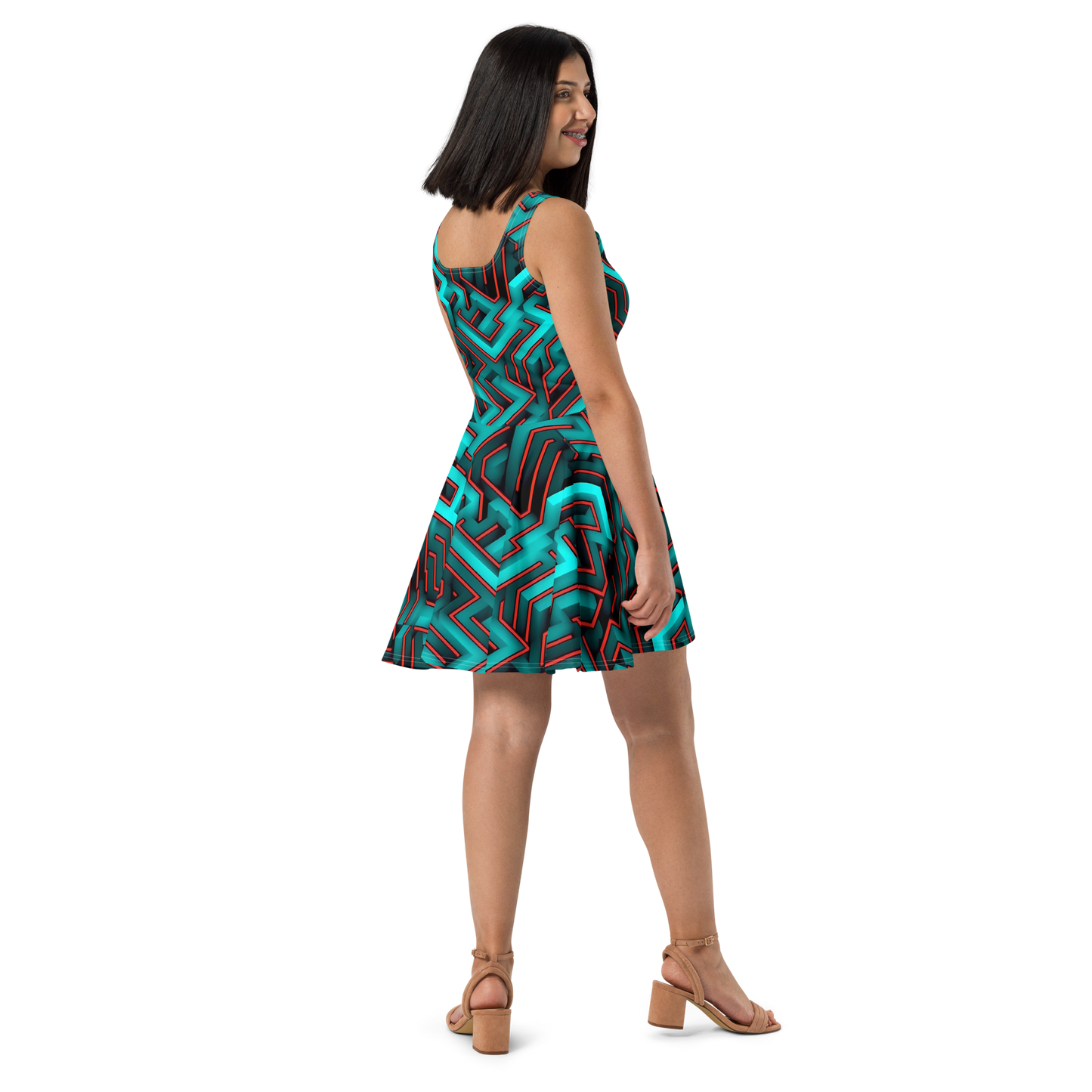 3D Maze Illusion | 3D Patterns | All-Over Print Skater Dress - #2