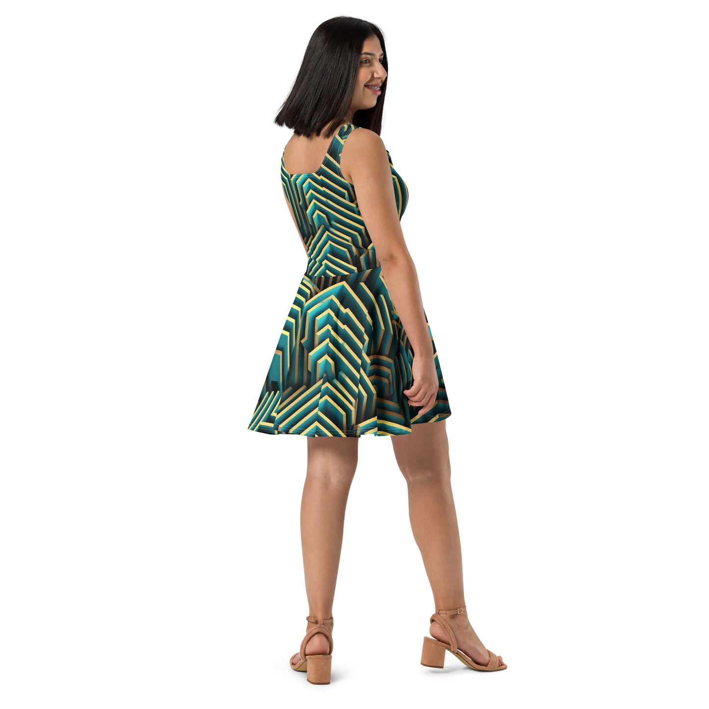 3D Maze Illusion | 3D Patterns | All-Over Print Skater Dress - #5