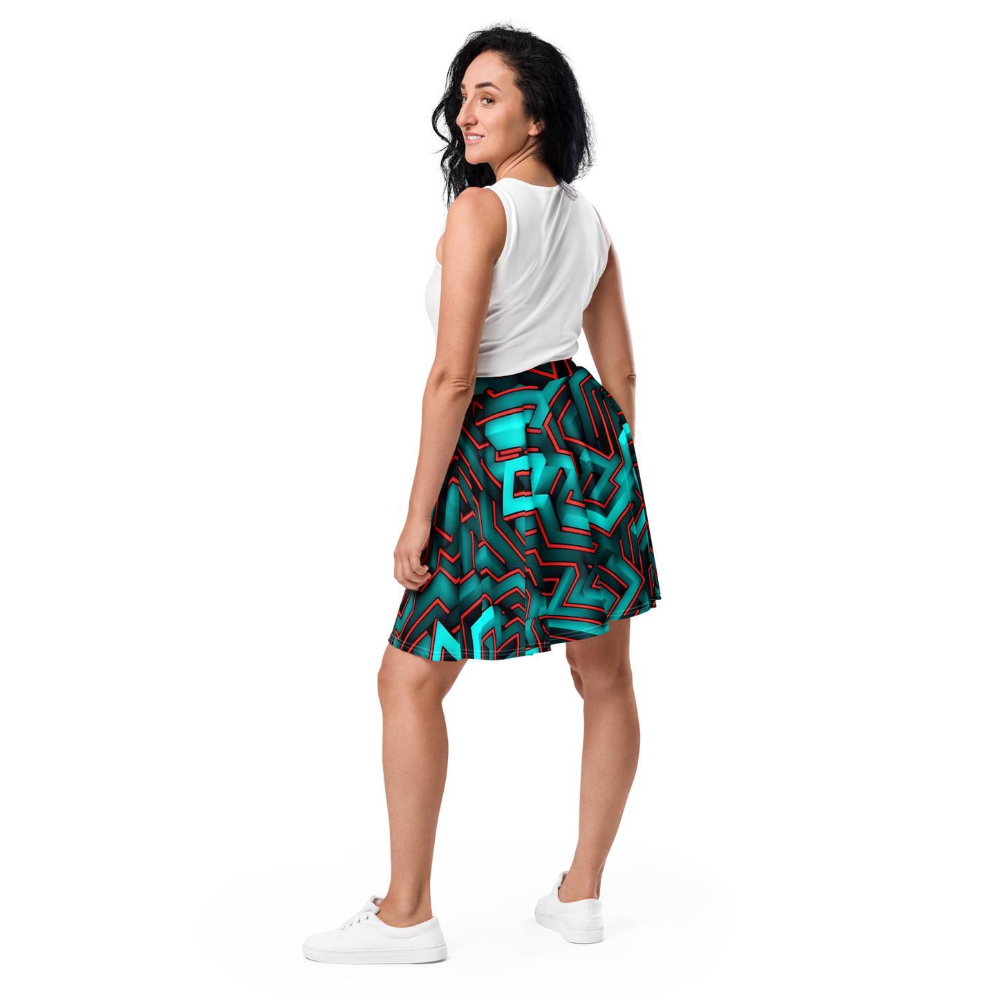 3D Maze Illusion | 3D Patterns | All-Over Print Skater Skirt - #2