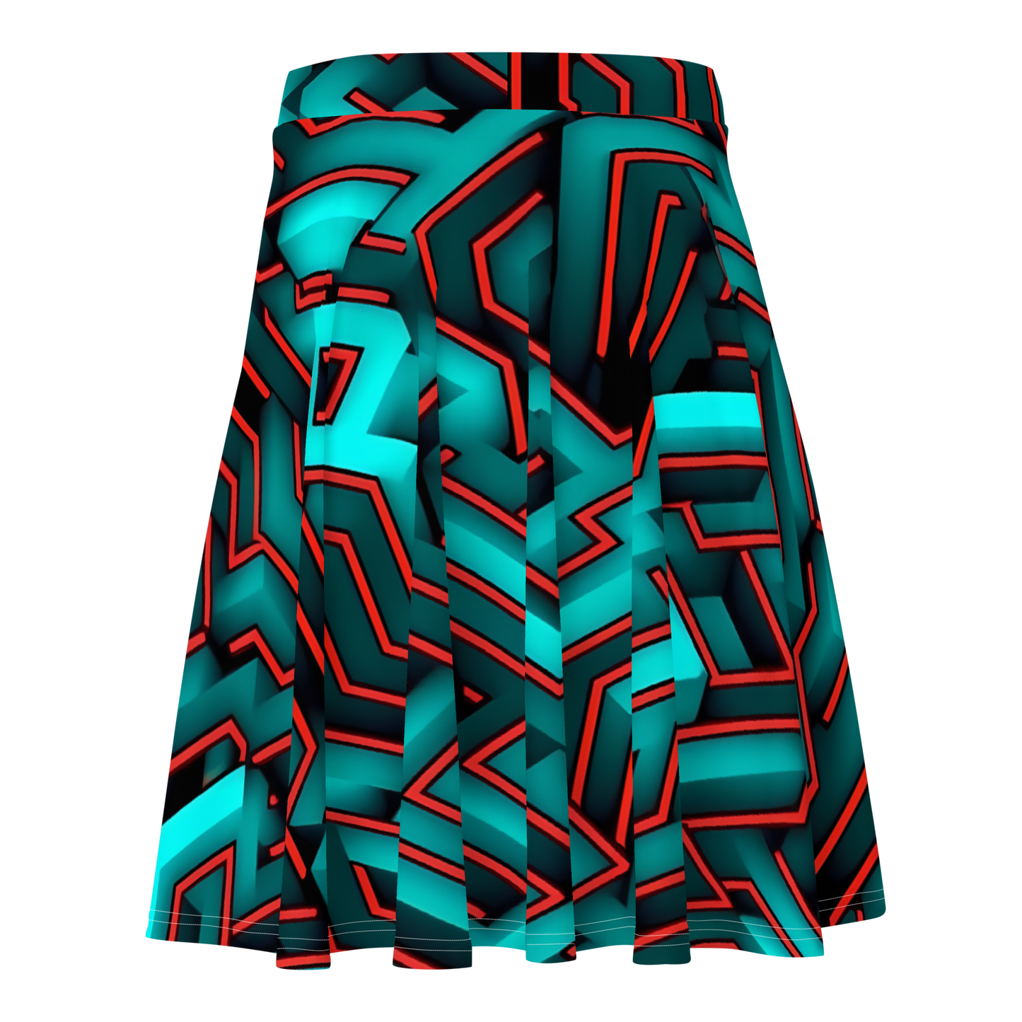 3D Maze Illusion | 3D Patterns | All-Over Print Skater Skirt - #2