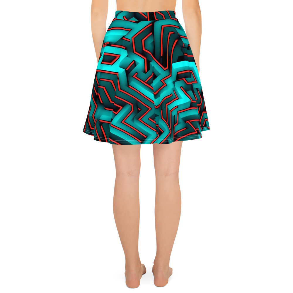 3D Maze Illusion | 3D Patterns | All-Over Print Skater Skirt - #2