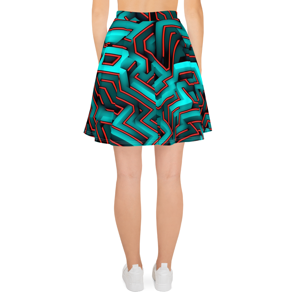 3D Maze Illusion | 3D Patterns | All-Over Print Skater Skirt - #2