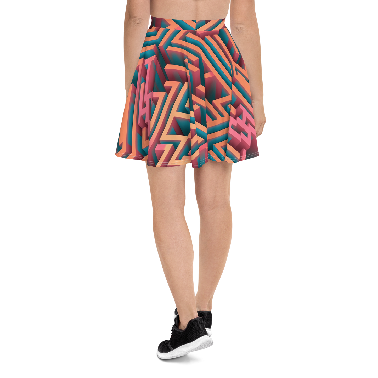 3D Maze Illusion | 3D Patterns | All-Over Print Skater Skirt - #1