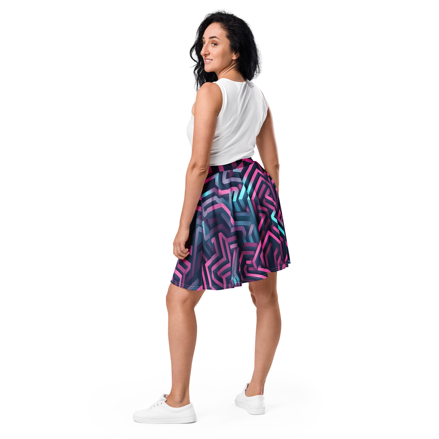 3D Maze Illusion | 3D Patterns | All-Over Print Skater Skirt - #4