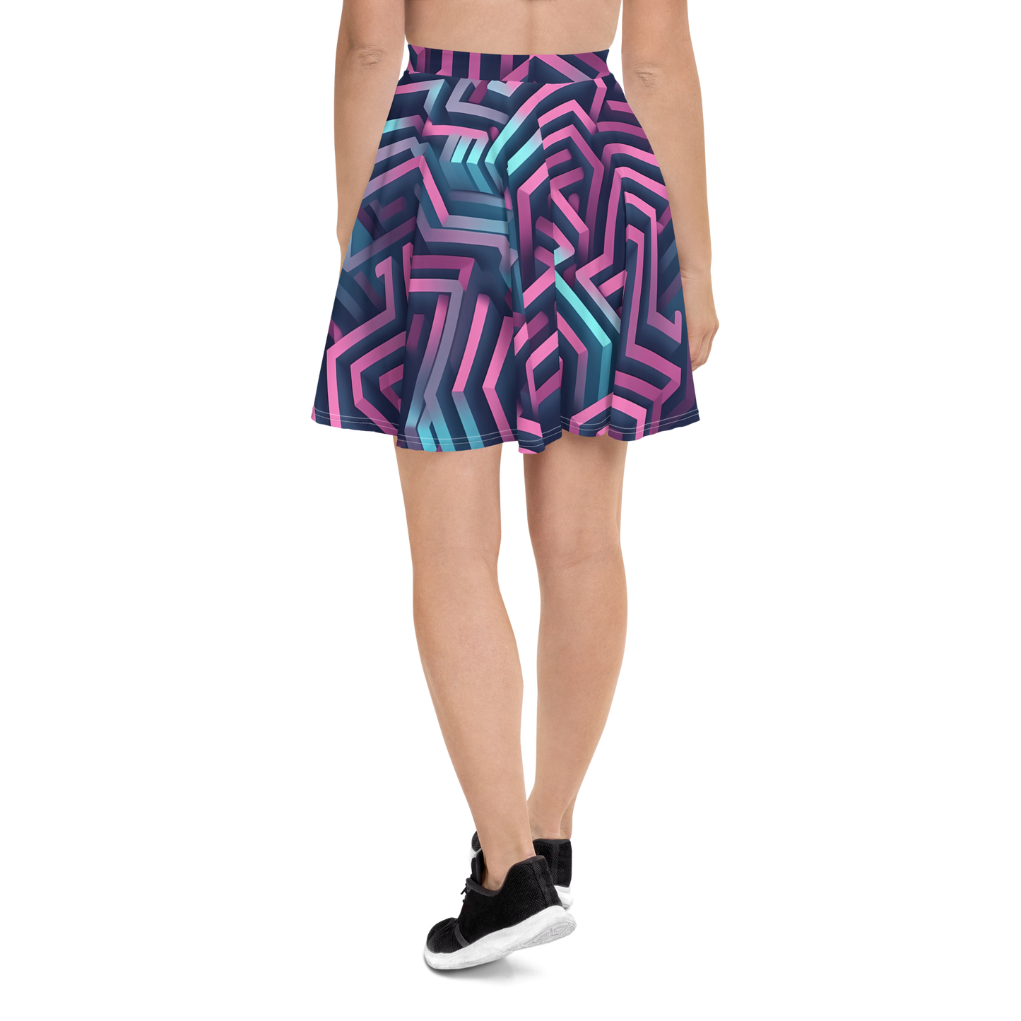 3D Maze Illusion | 3D Patterns | All-Over Print Skater Skirt - #4