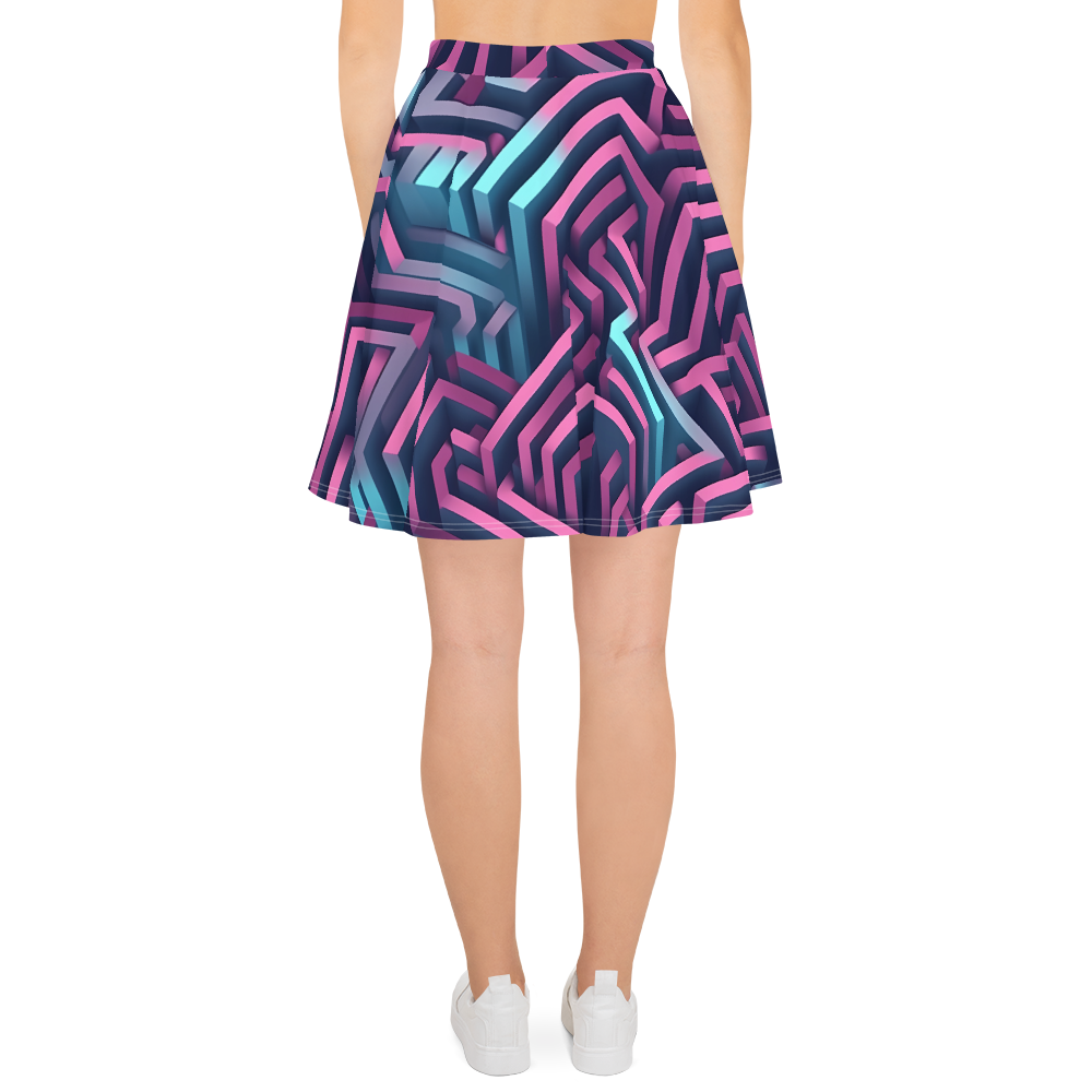 3D Maze Illusion | 3D Patterns | All-Over Print Skater Skirt - #4