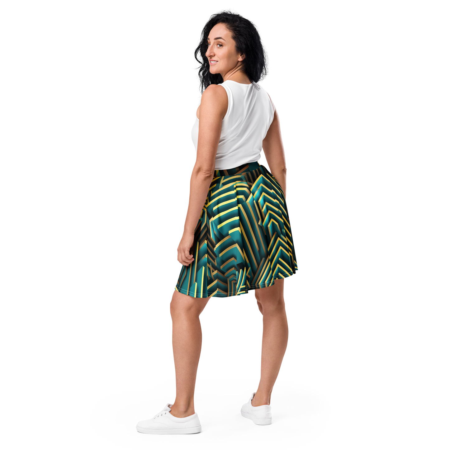 3D Maze Illusion | 3D Patterns | All-Over Print Skater Skirt - #5