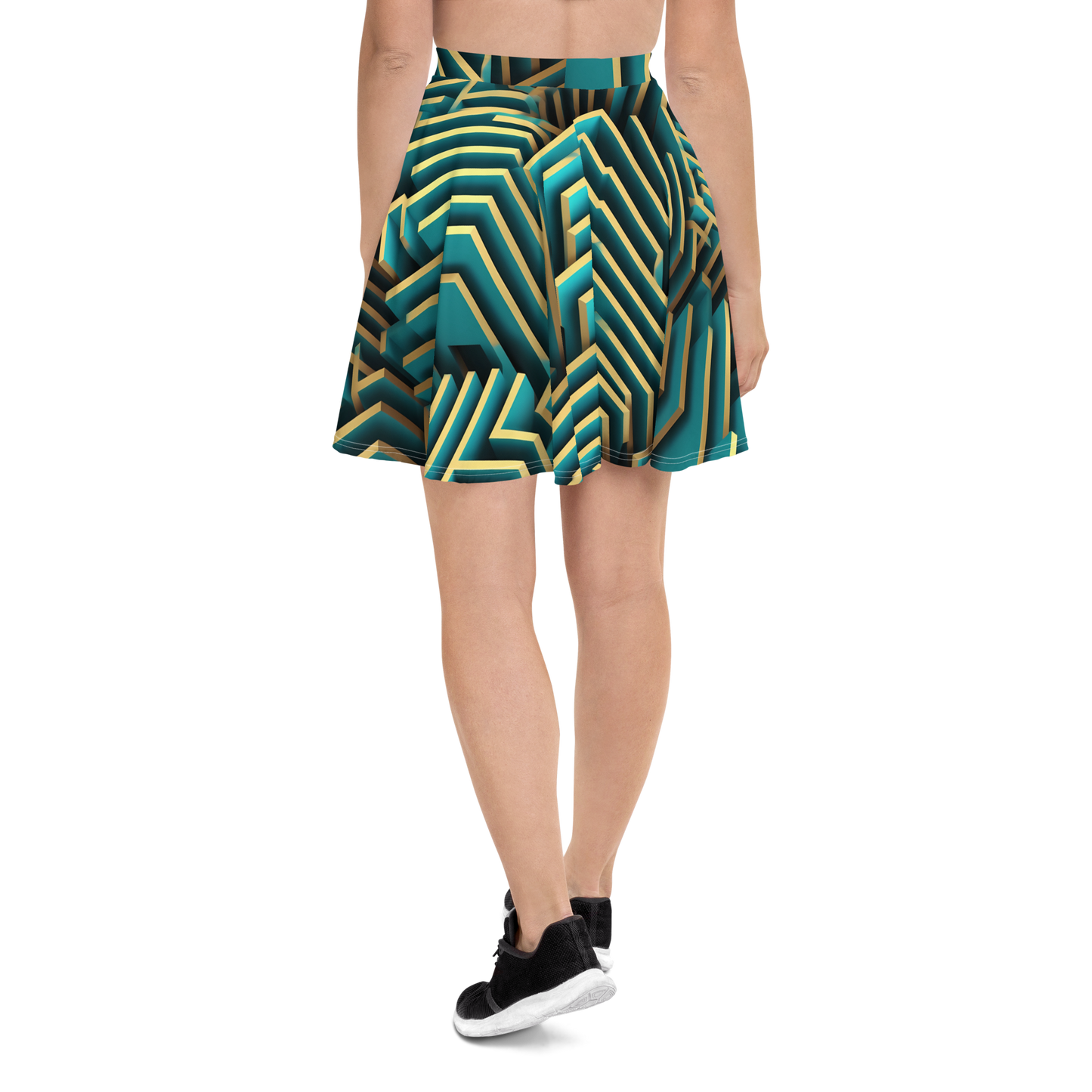 3D Maze Illusion | 3D Patterns | All-Over Print Skater Skirt - #5