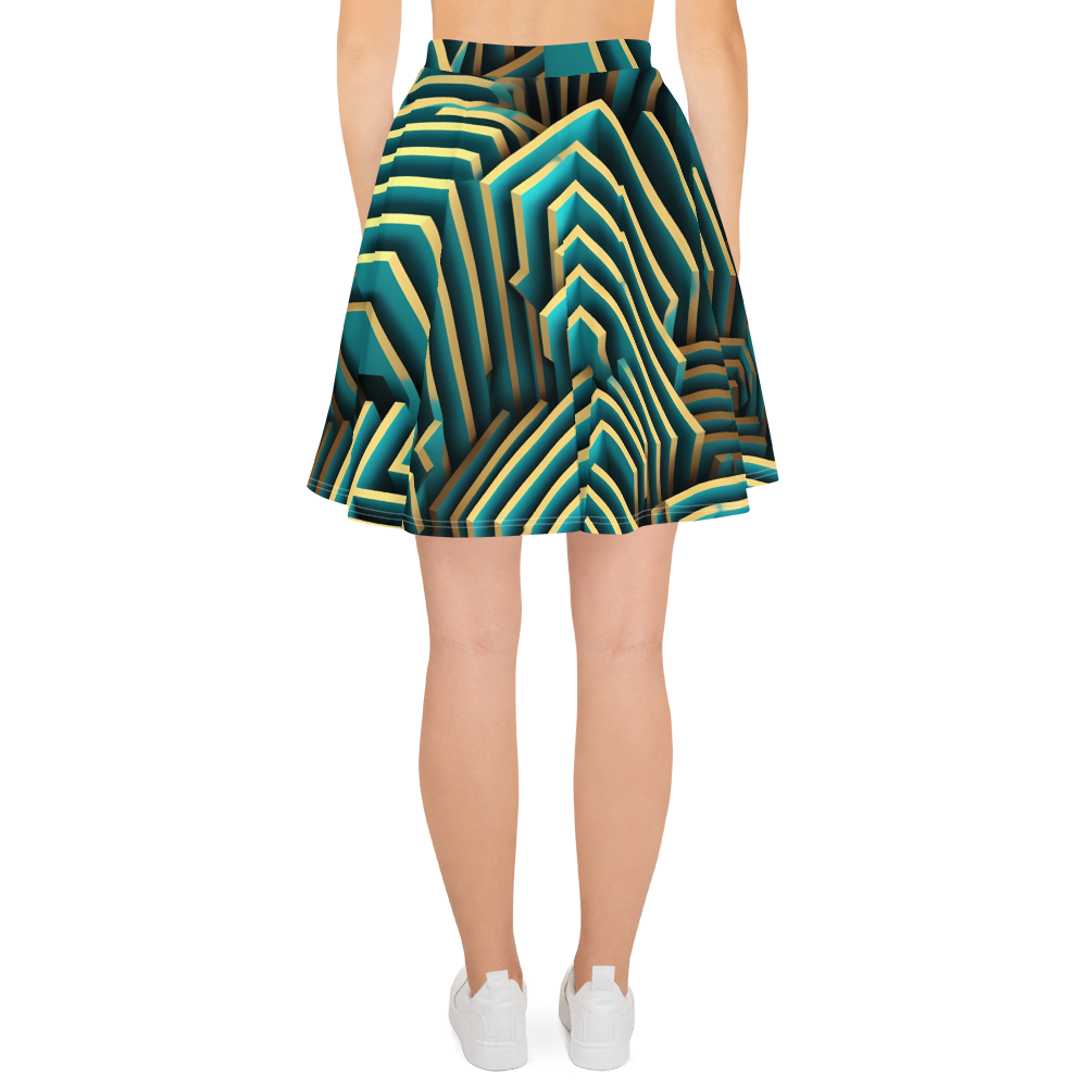 3D Maze Illusion | 3D Patterns | All-Over Print Skater Skirt - #5