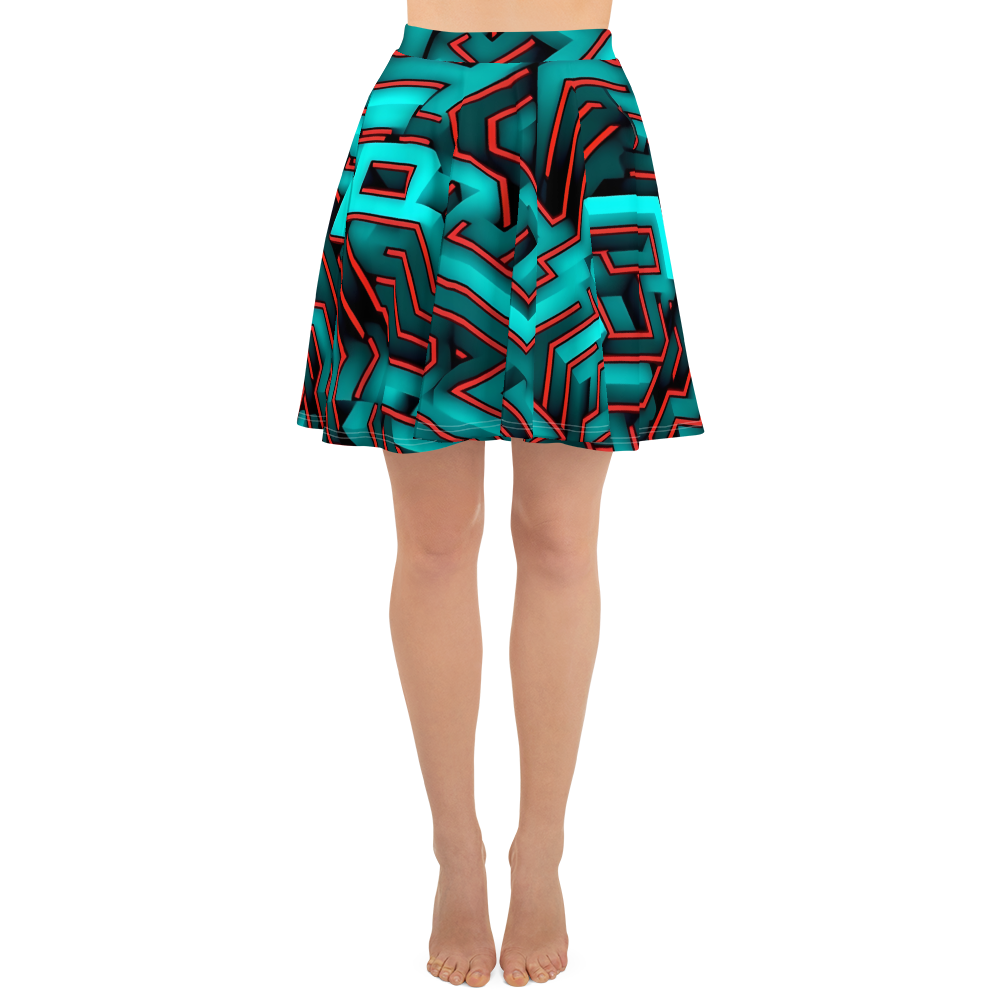 3D Maze Illusion | 3D Patterns | All-Over Print Skater Skirt - #2